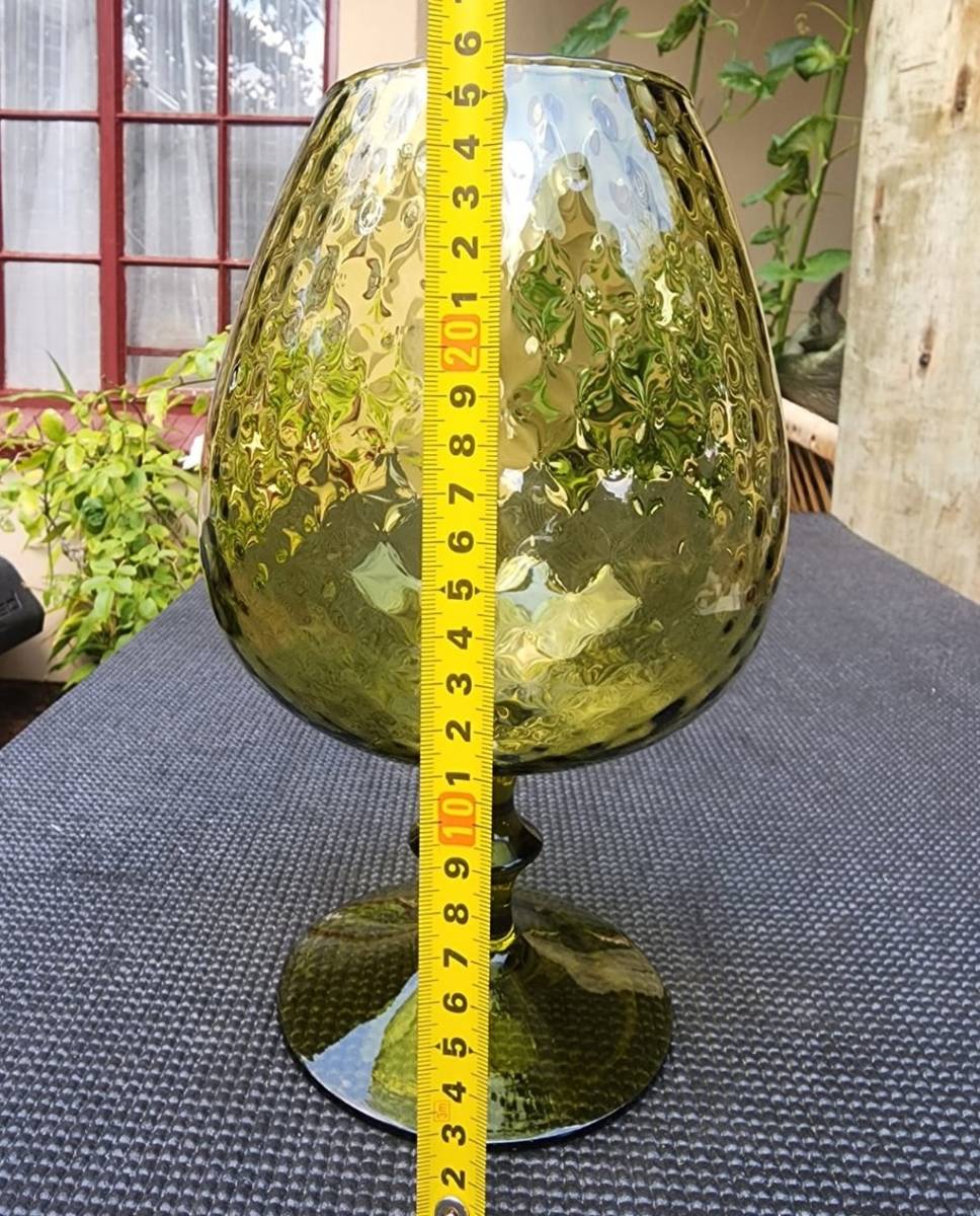 Vases Large 26cm High Vintage 1960s Olive Green Empoli Italian Style